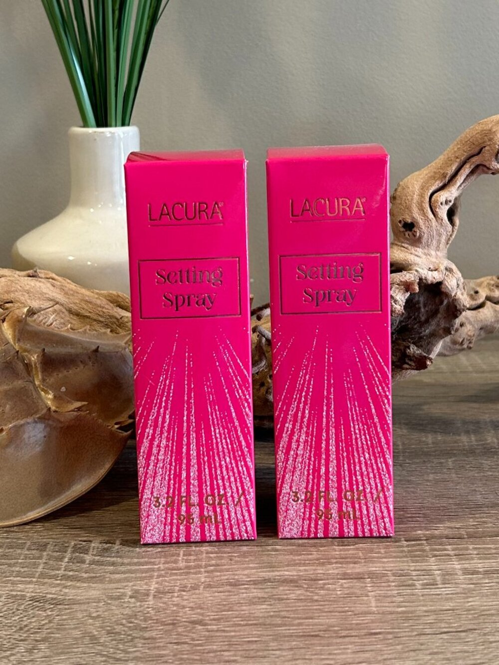Set of 2 NEW UNOPENED Lacura Pink Makeup Setting Sprays. Long-Lasting Hold